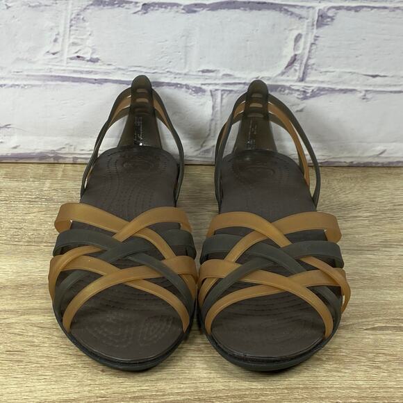 Crocs Isabella Brown Strappy Jelly Sandals Women's Size 10 Comfort Slip On Flats - Picture 2 of 8